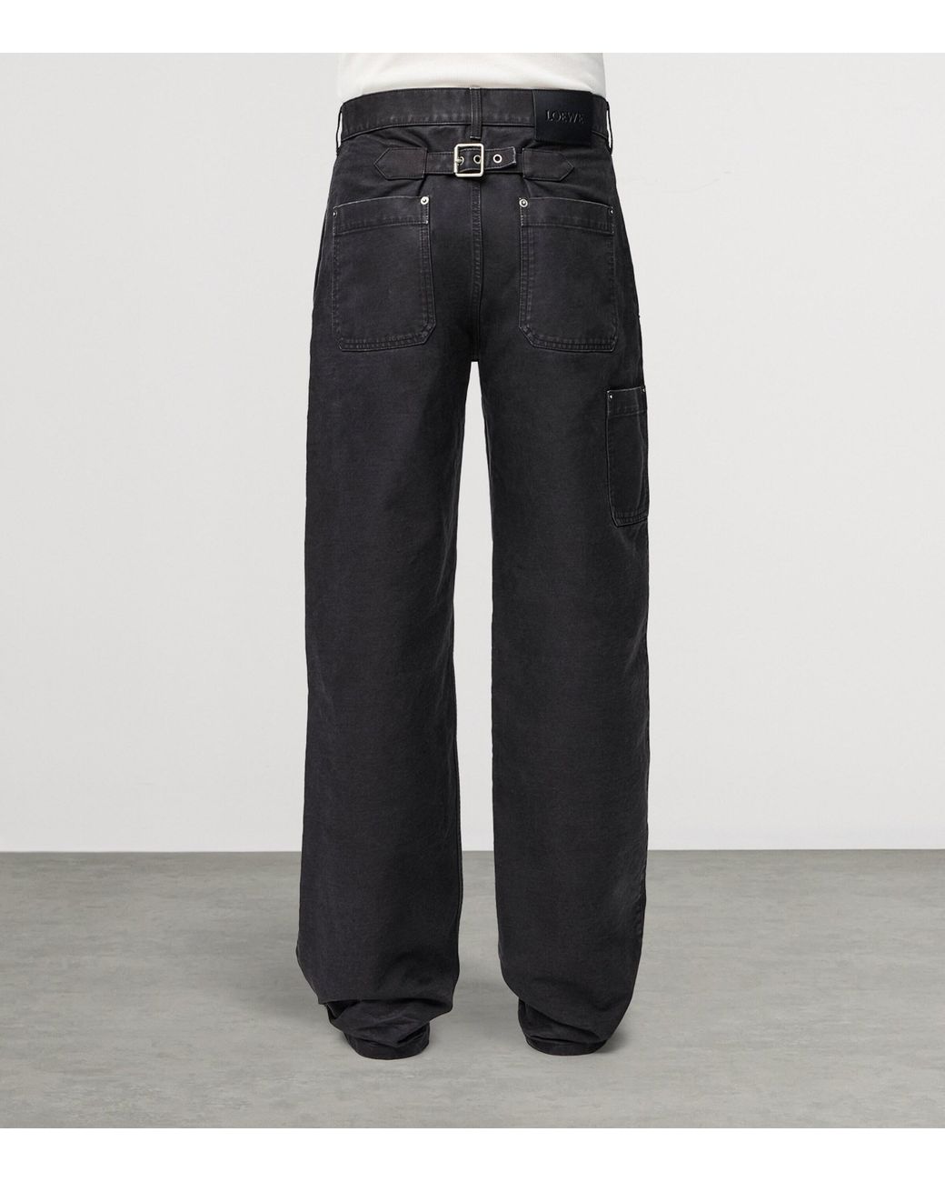 Loewe Black Cotton Twill Straight Trousers for men