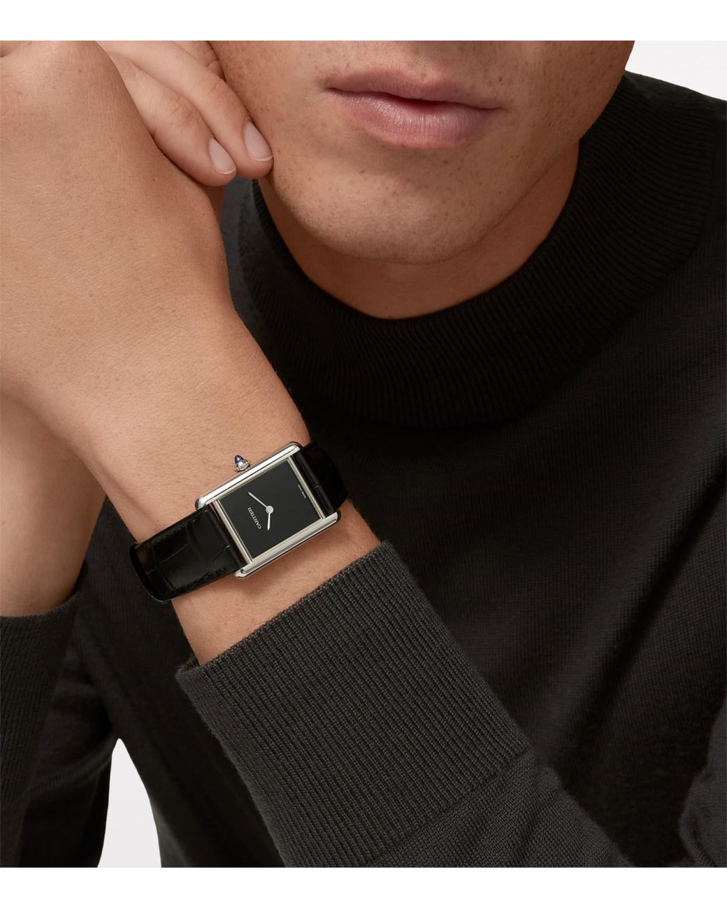 Cartier Black Steel Tank Louis Watch