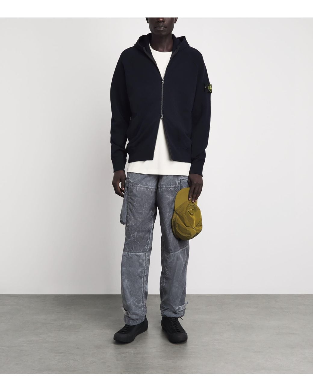 Stone Island Gray Coated Cargo Trousers for men
