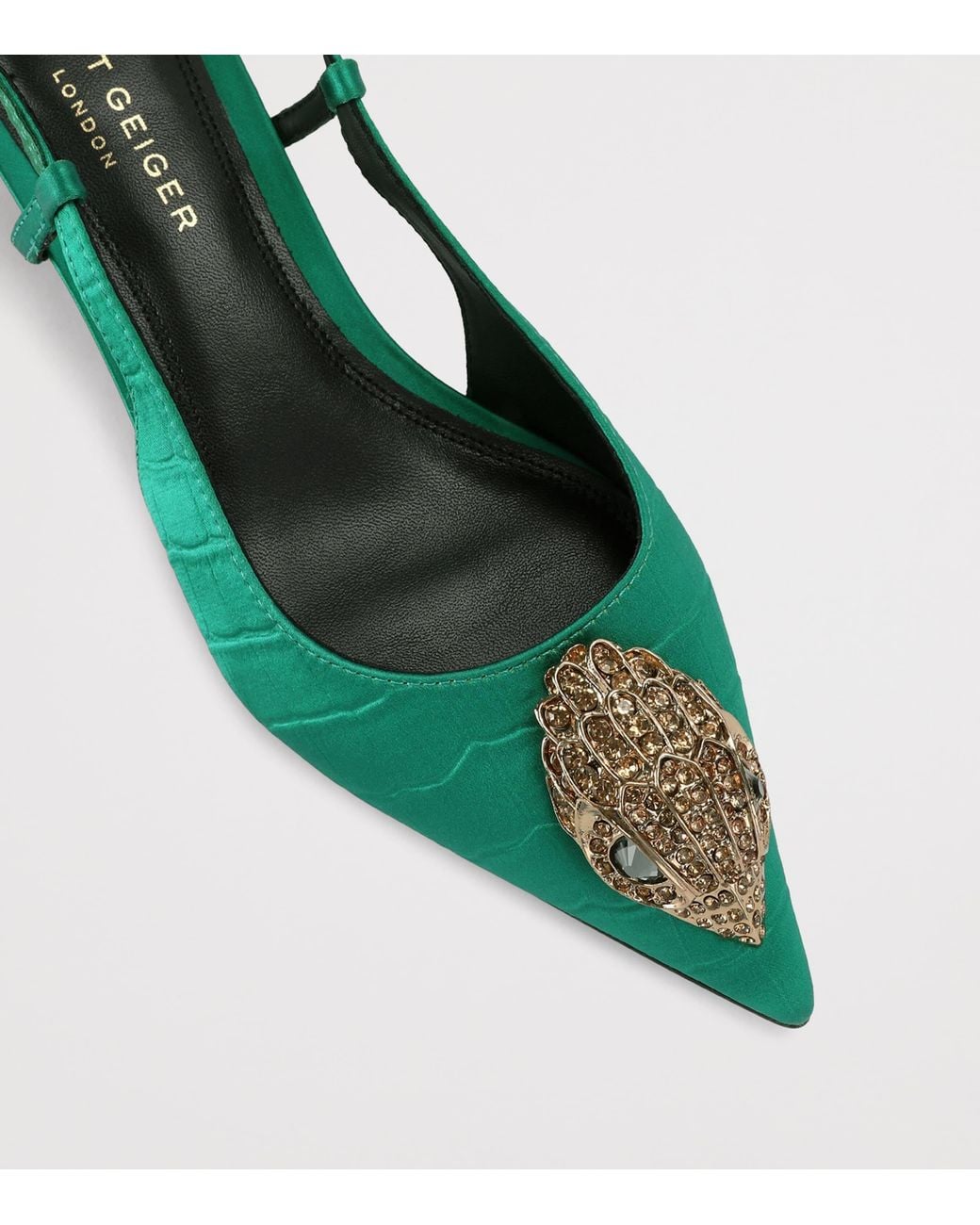 Kurt Geiger Green Satin Belsize Slingbacks