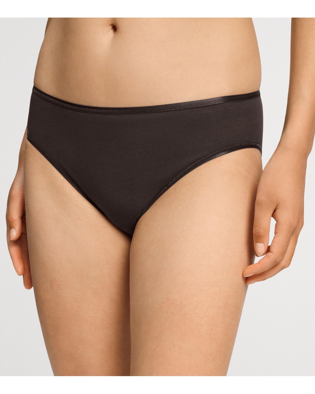 Hanro Brown Cotton Midi Briefs