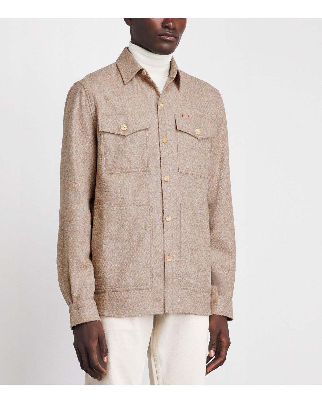 Isaia Natural Alpaca-Wool Overshirt for men