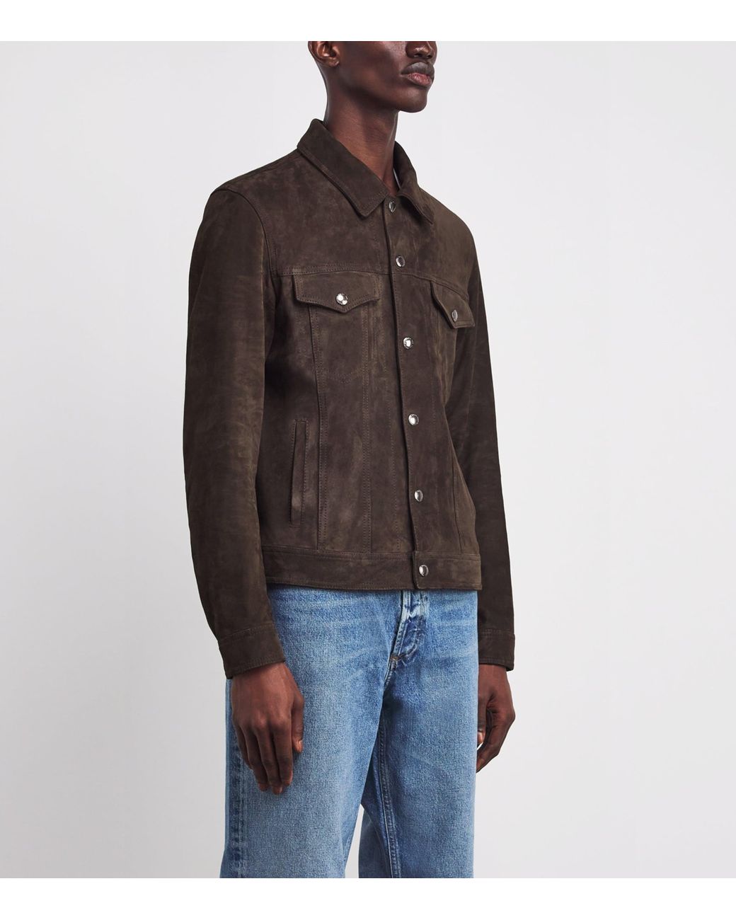 7 For All Mankind Brown Suede Trucker Jacket for men
