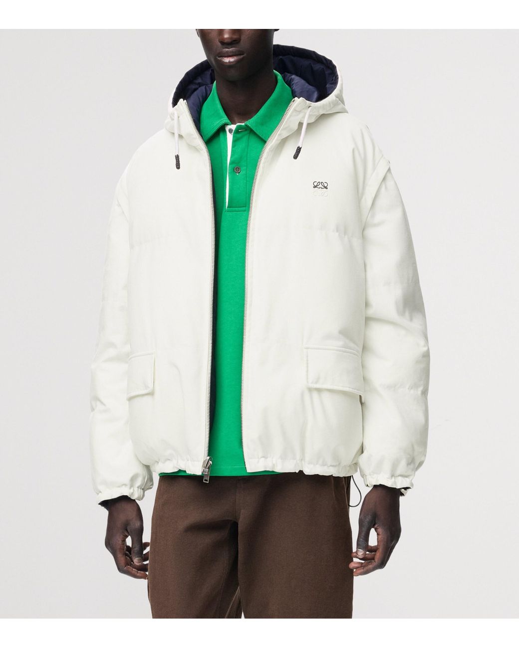 Loewe White Reversible Padded Zip-Up Jacket for men