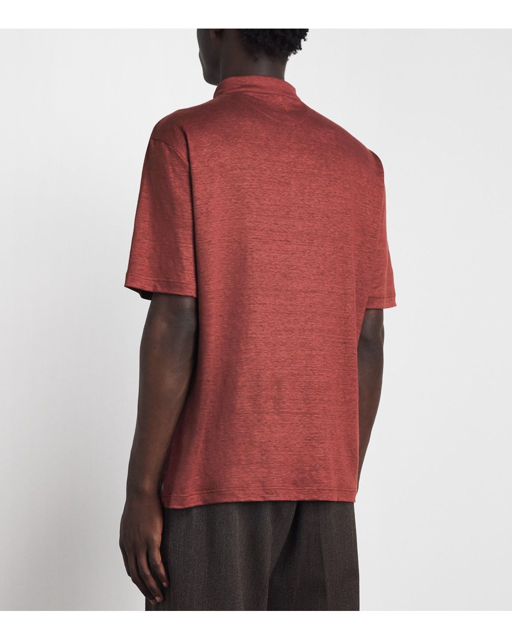 Eleventy Red Linen Polo Shirt for men
