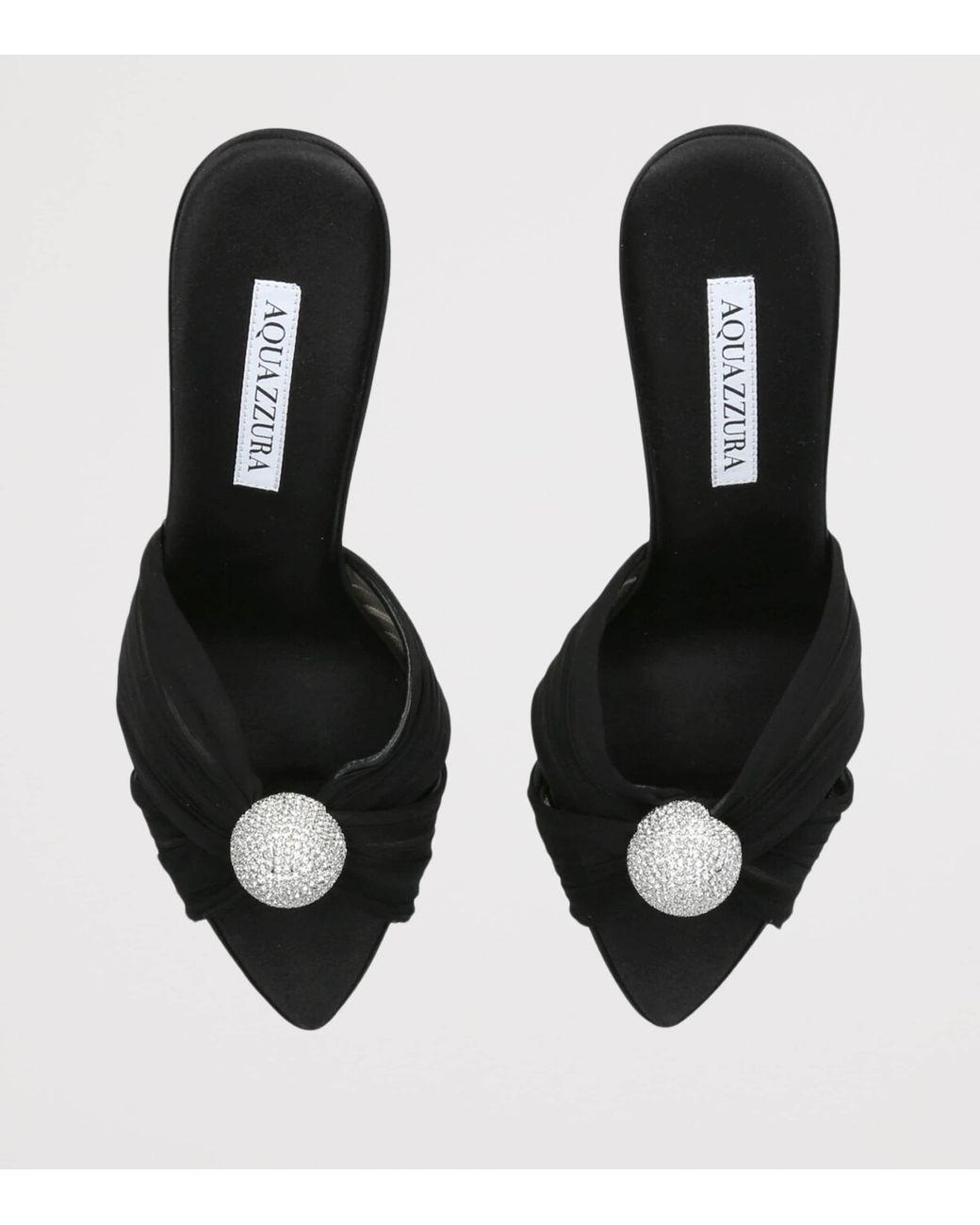 Aquazzura Black Embellished Mesh Mystery Mules 85