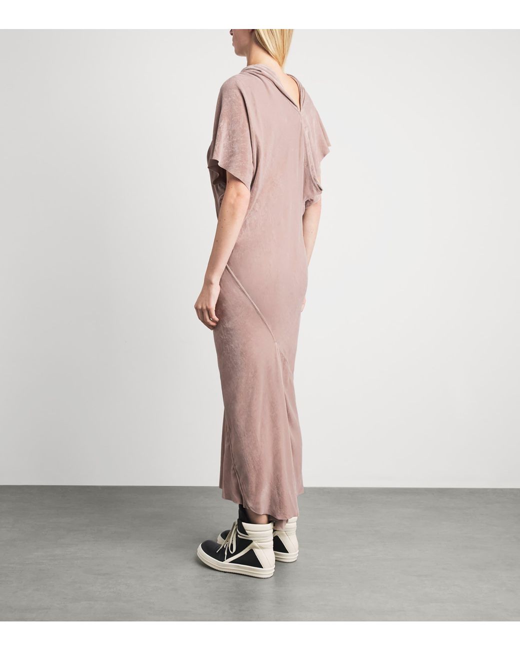 Rick Owens Pink Velvet Abito Maxi Dress