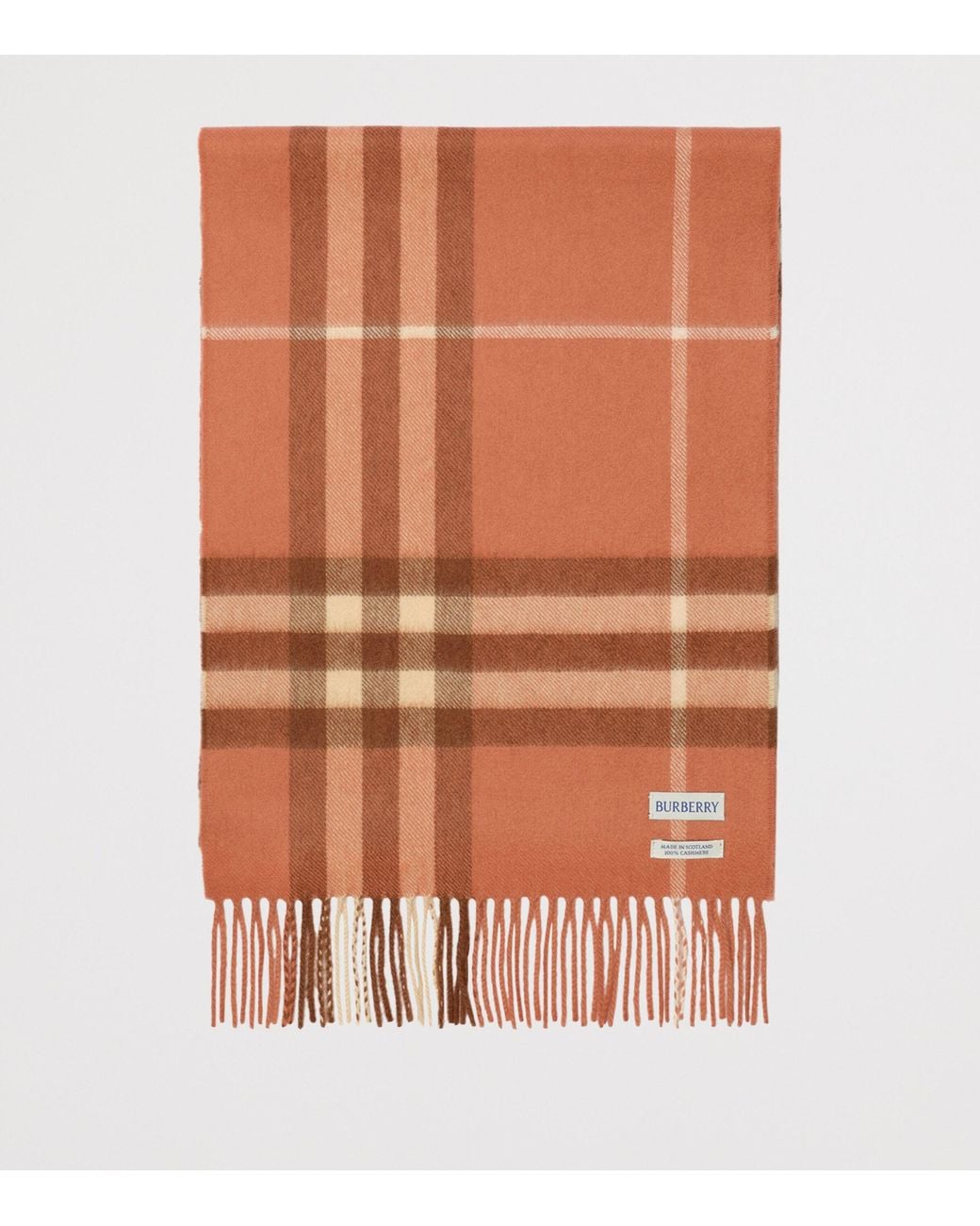 Burberry Orange Cashmere Check Scarf