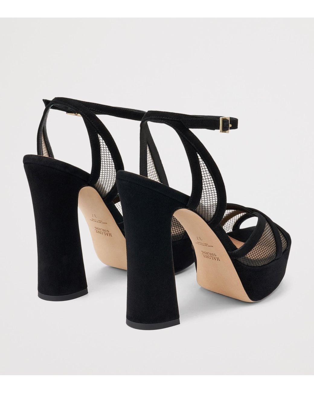 Malone Souliers Black Mesh Sylvie Platform Sandals 125