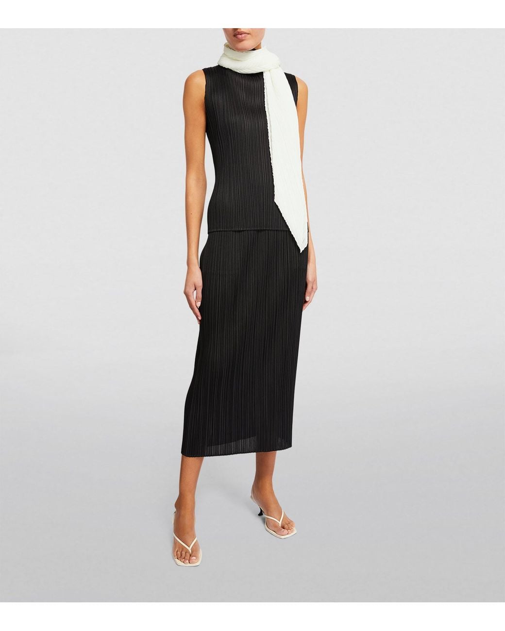 Pleats Please Issey Miyake White Pleated Basics Scarf
