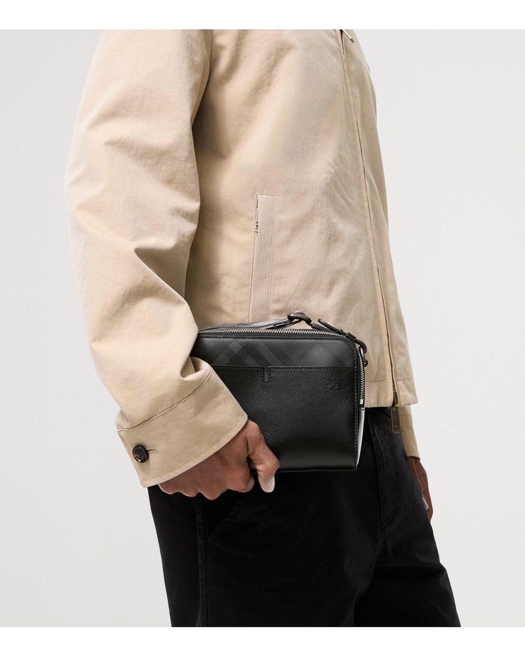 Burberry Black Leather Check Pop Cross-Body Bag for men