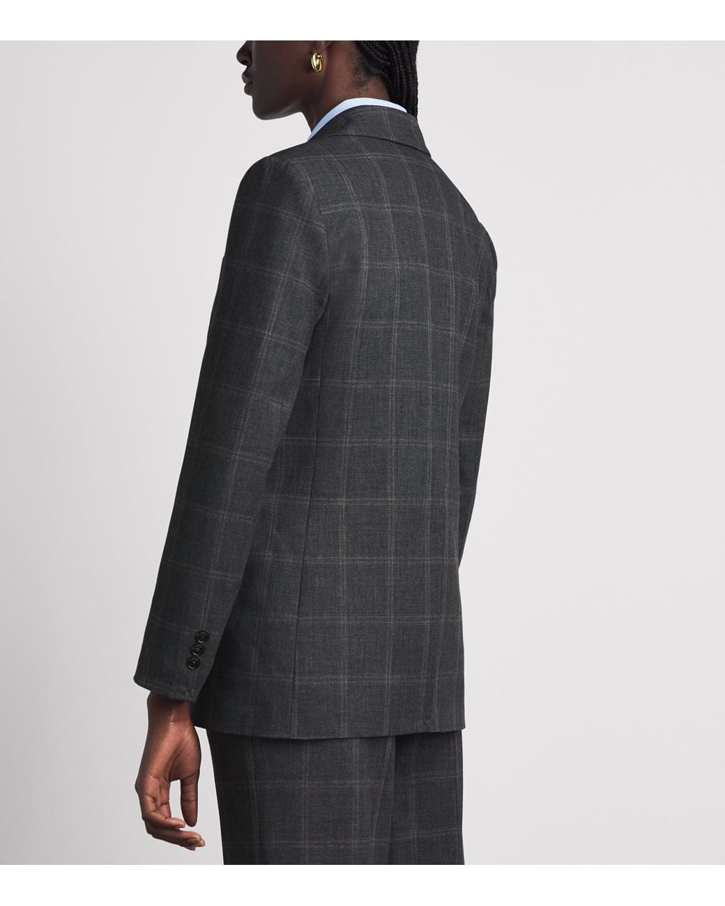 Sandro Black Check Single-Breasted Blazer