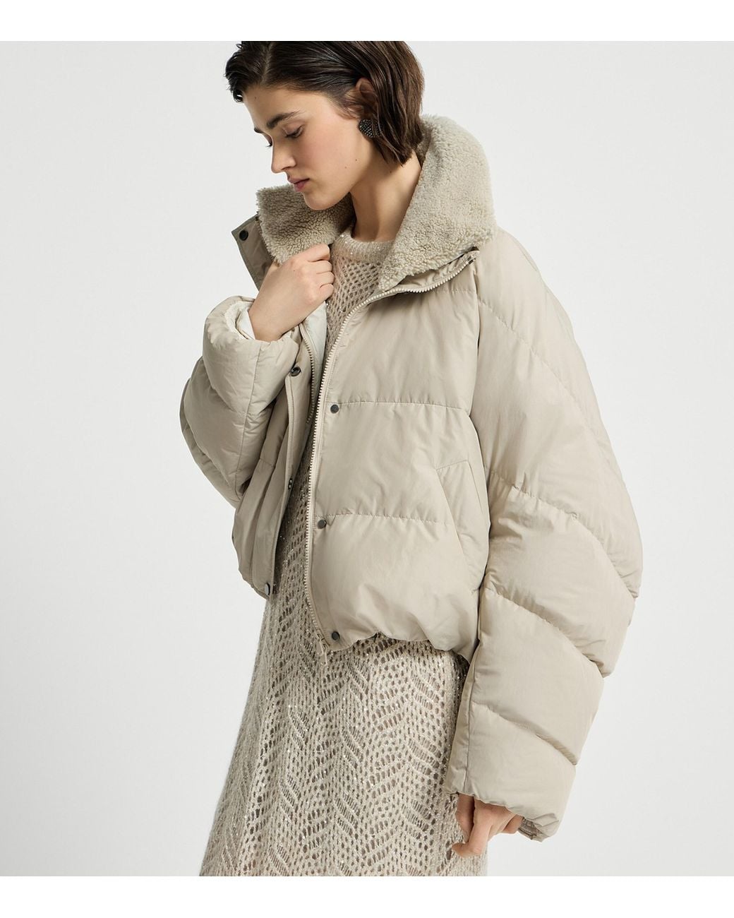 Brunello Cucinelli Natural Cotton Taffeta Down Jacket