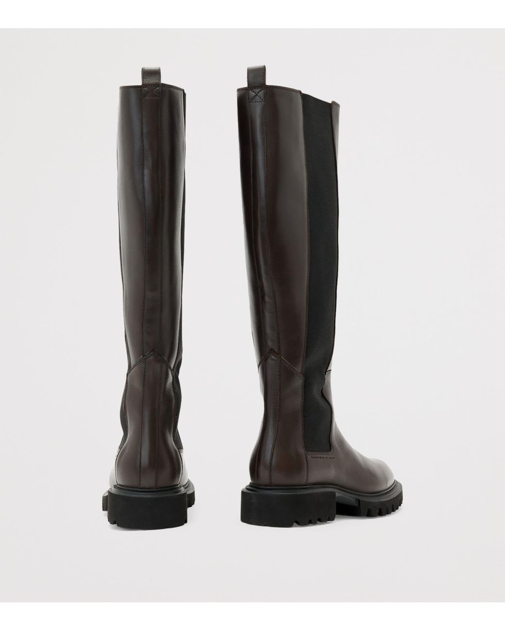 AllSaints Black Leather Maeve Knee-High Boots
