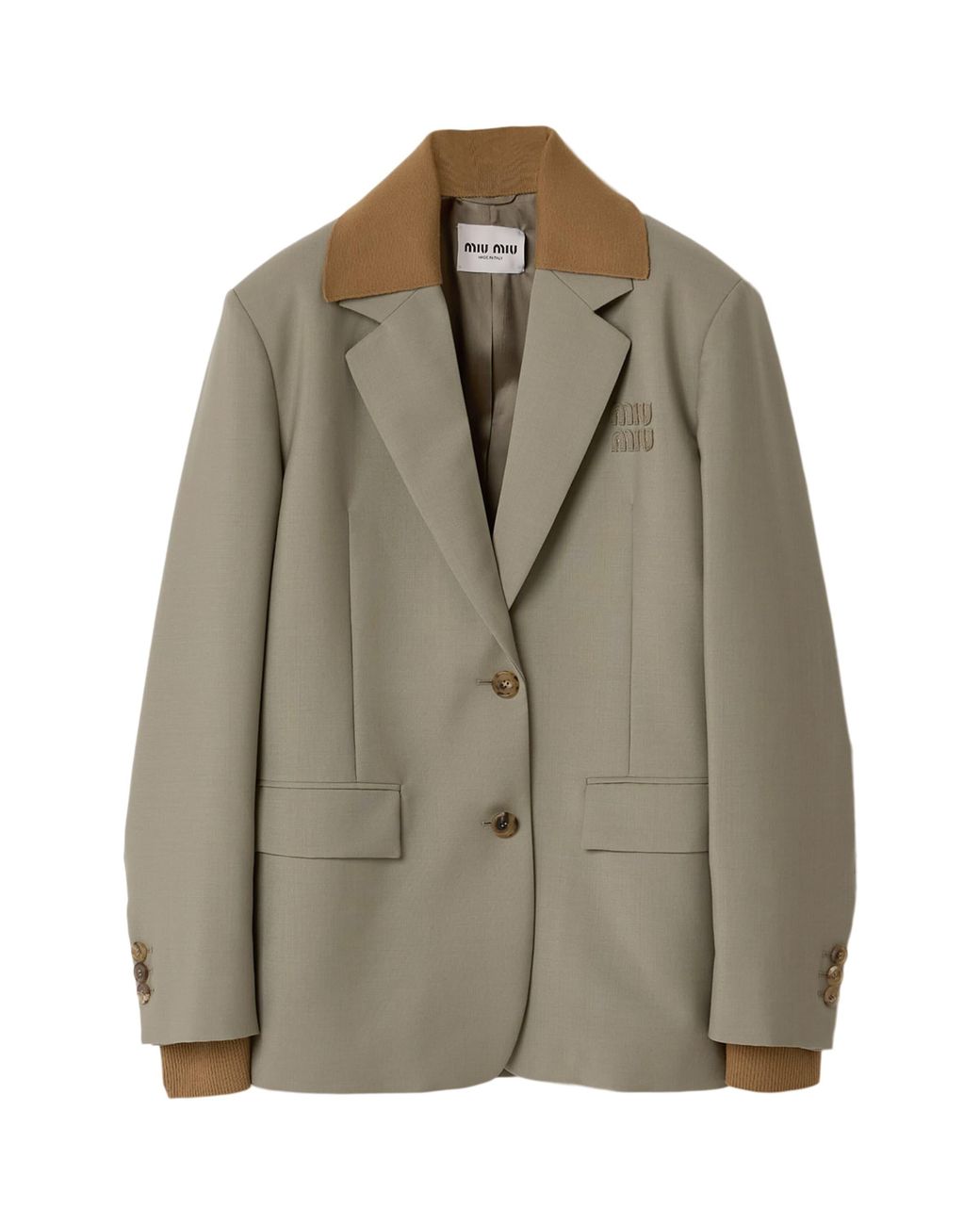 Miu Miu Green Mohair-Wool Logo Blazer