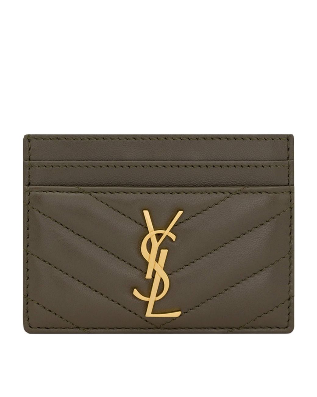Saint Laurent Green Matelassé Card Holder
