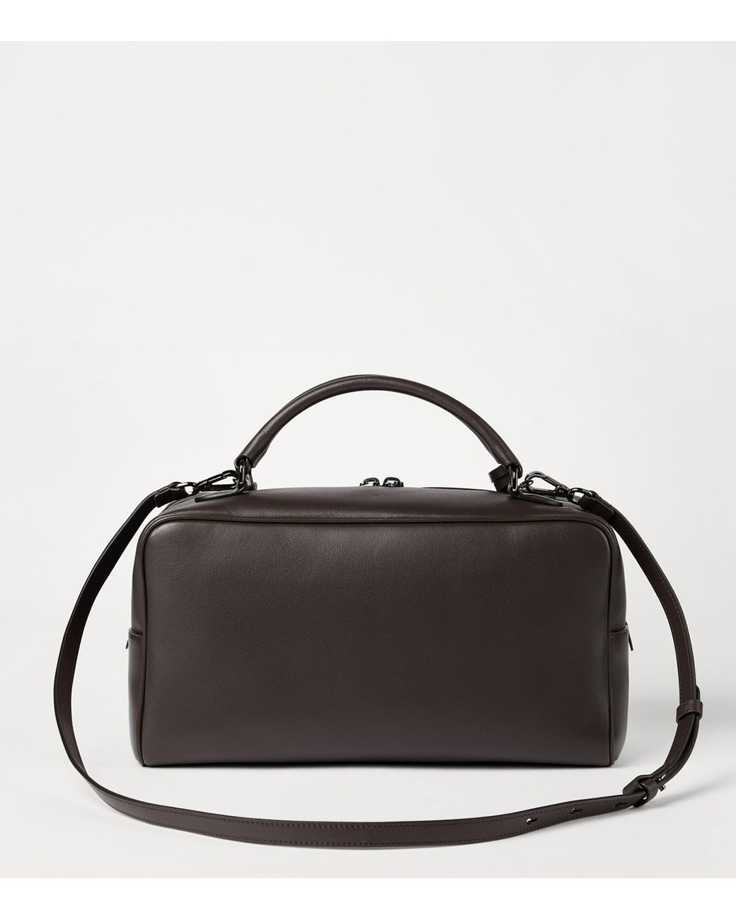 Brunello Cucinelli Brown Leather Explorer Boston Top-Handle Bag