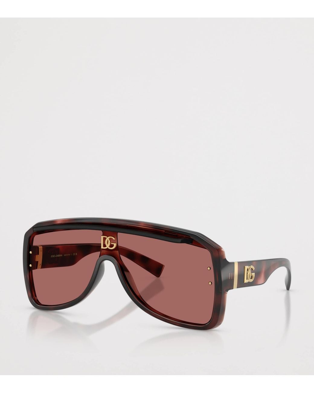 Dolce & Gabbana Brown Wrap-Around Pilot Sunglasses