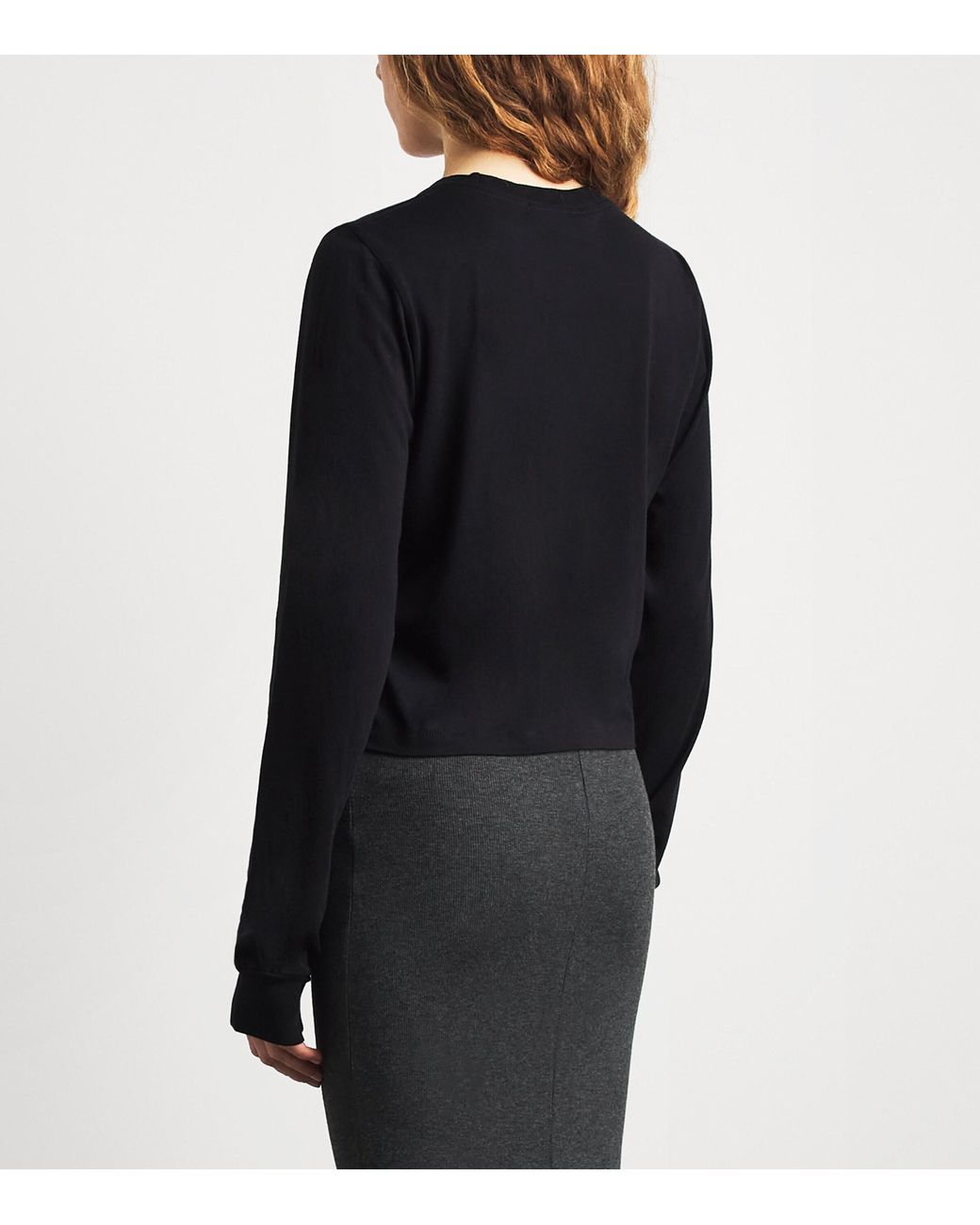 ÉTERNE Black Long-Sleeve Cropped T-Shirt