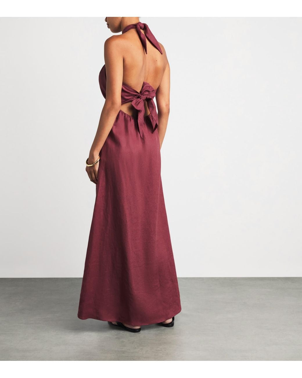 Faithfull The Brand Purple Linen Halterneck Lourdes Maxi Dress