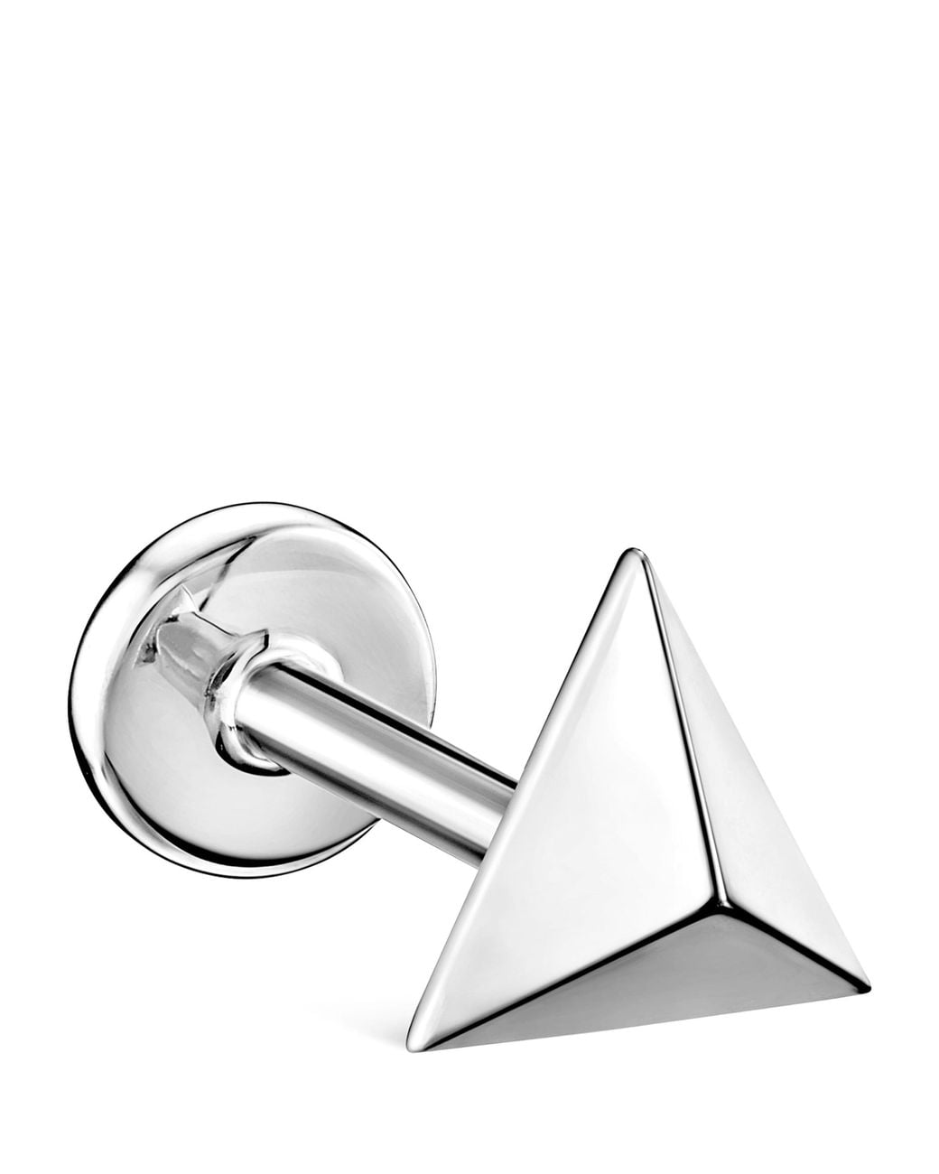 Maria Tash White Faceted Triangle Threaded Stud Earring