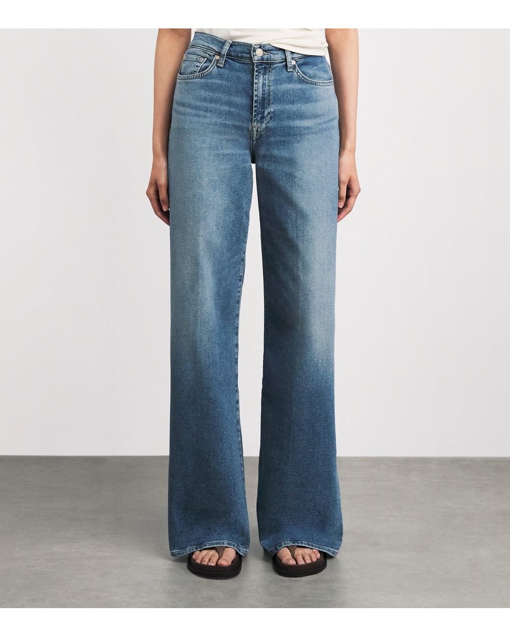 7 For All Mankind Blue Lotta High-Rise Wide-Leg Jeans