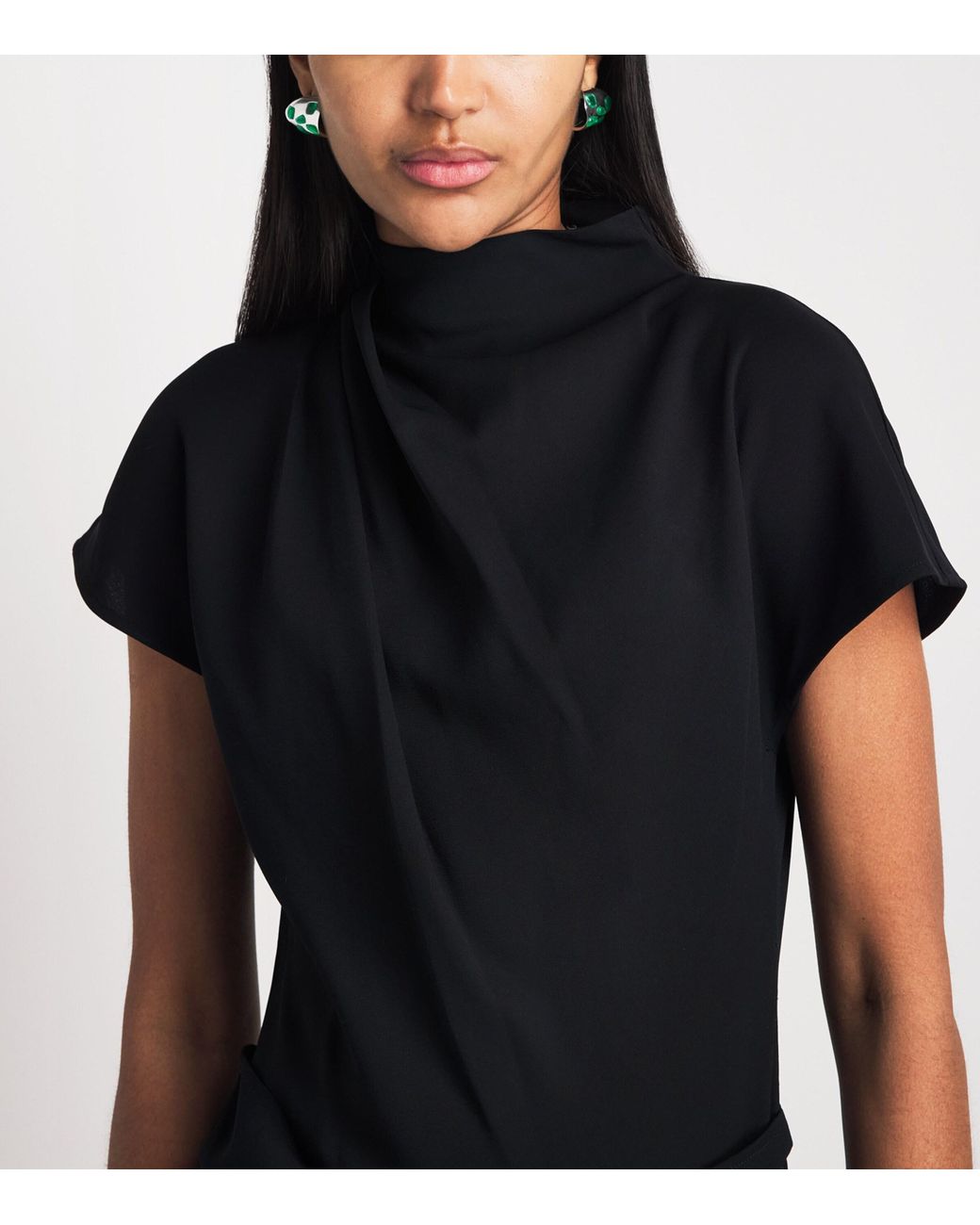 Staud Black Beaded Effie Midi Dress