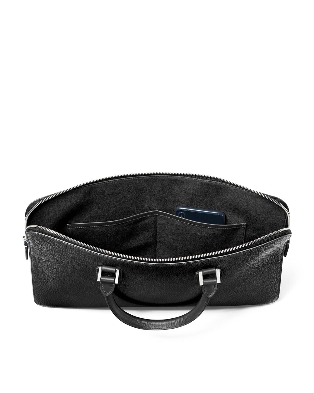 Aspinal Black Leather Connaught Briefcase for men