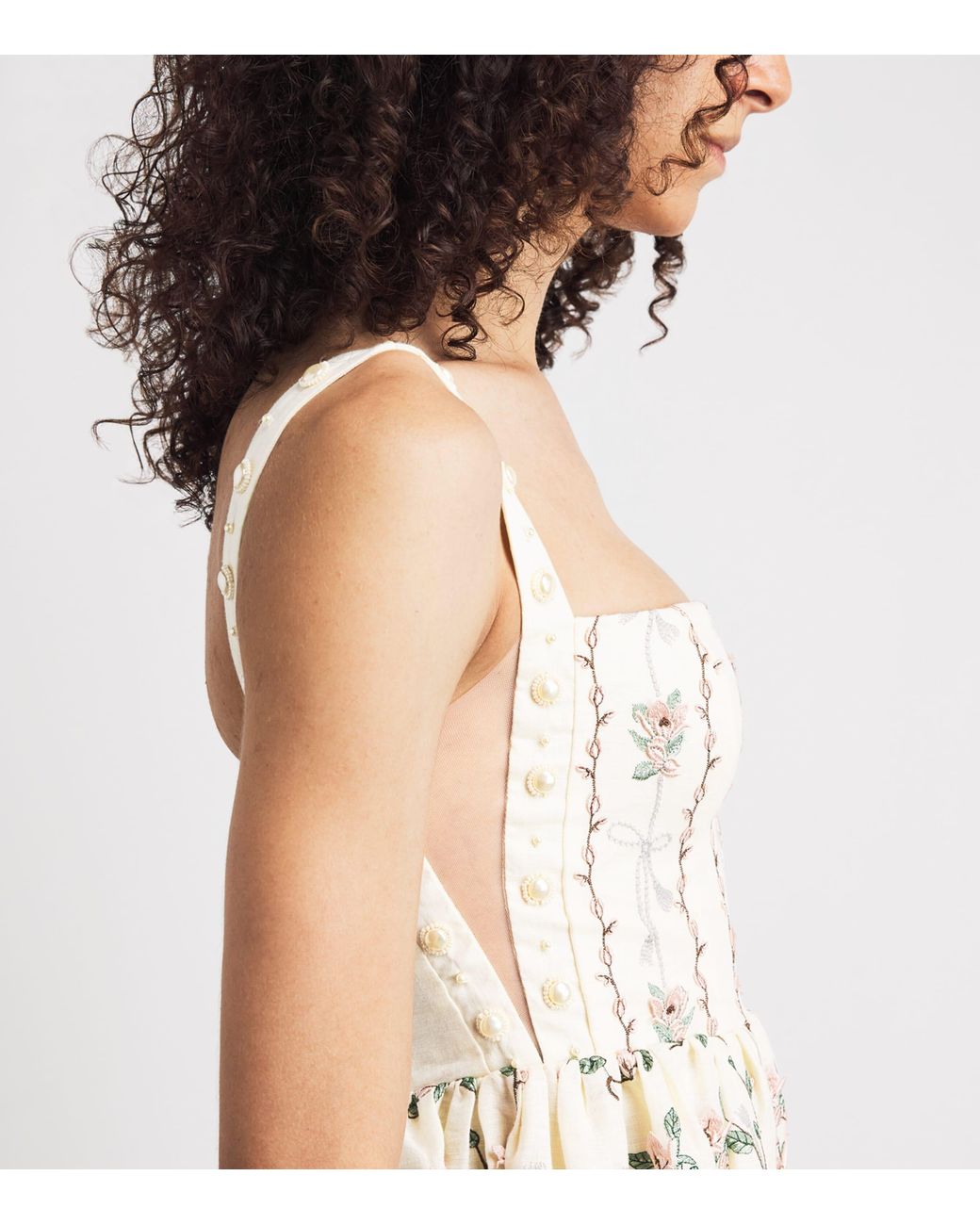 Agua Bendita Natural Linen Mielero Navegante Mini Dress