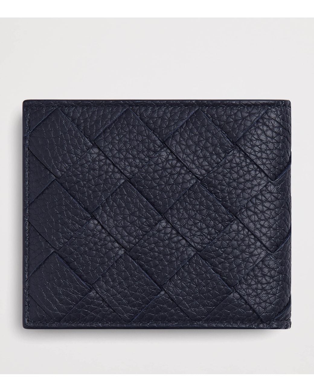 Bottega Veneta Blue Leather Intrecciato Bifold Wallet for men