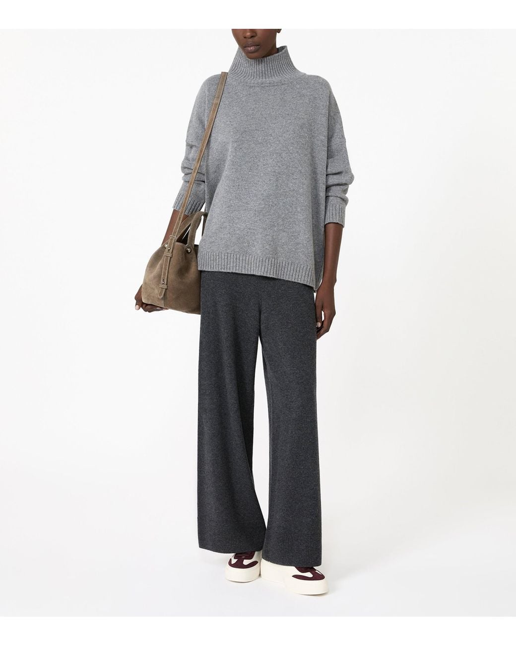 Weekend by Maxmara Gray Wool-Cashmere Drawstring Trousers