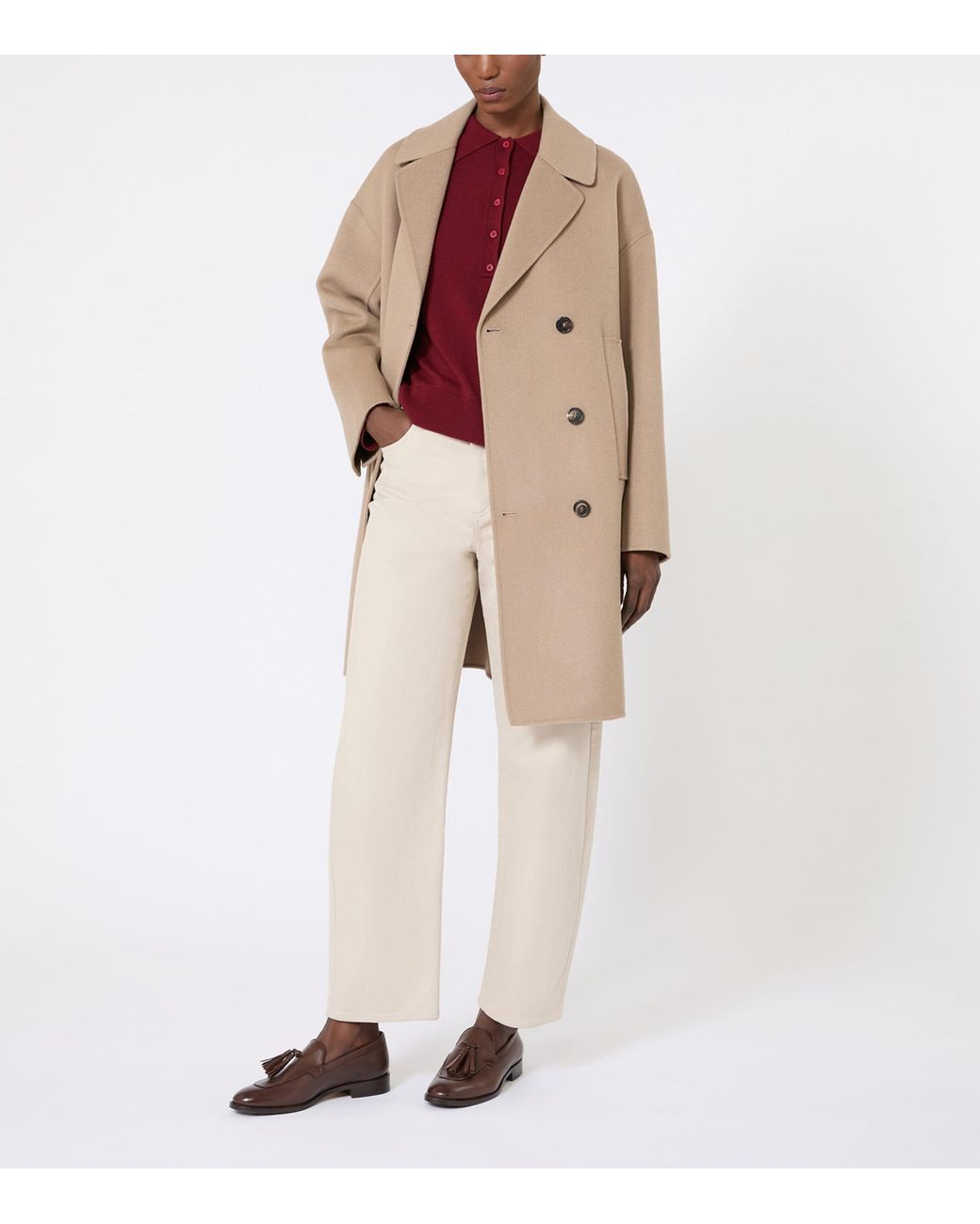 Max Mara Red Wool Polo-Collar Sweater