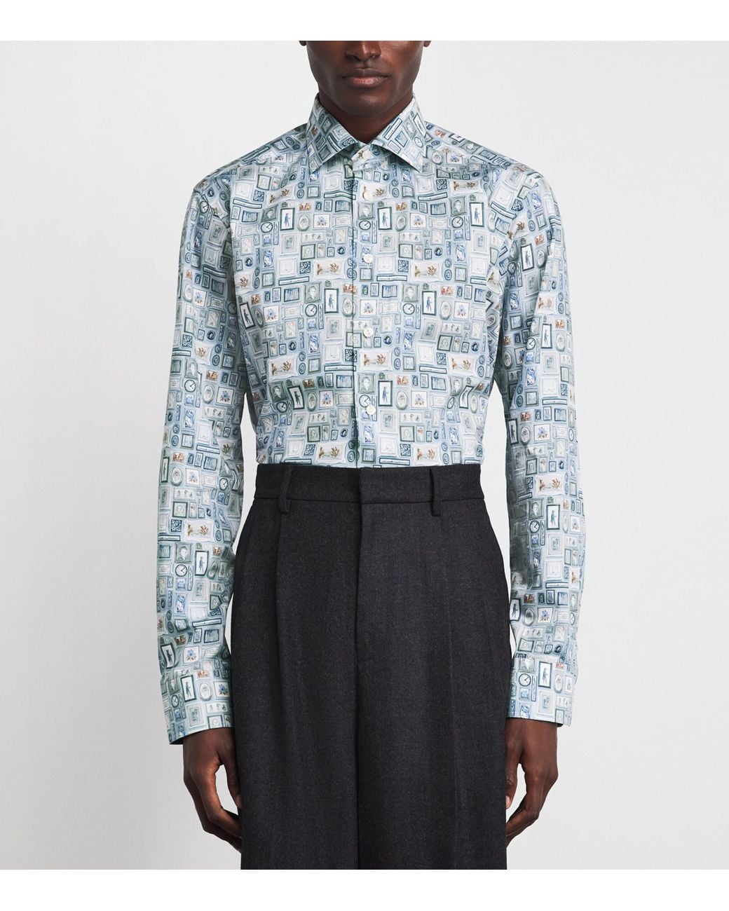 Eton of Sweden Blue Organic Cotton Printed Shirt for men