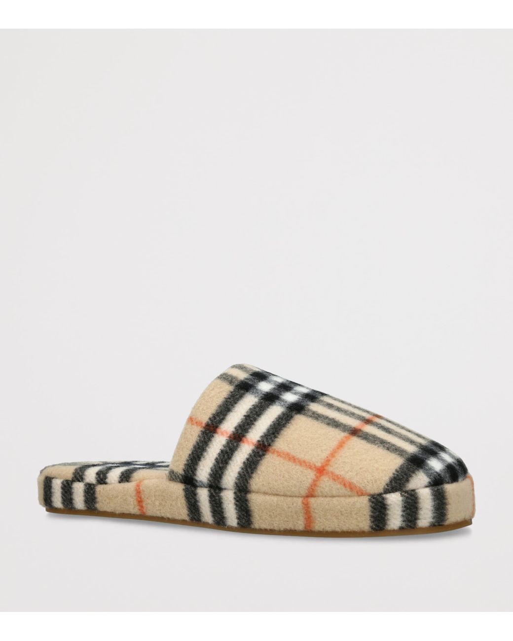 Burberry Natural Wool-Blend Check Slippers