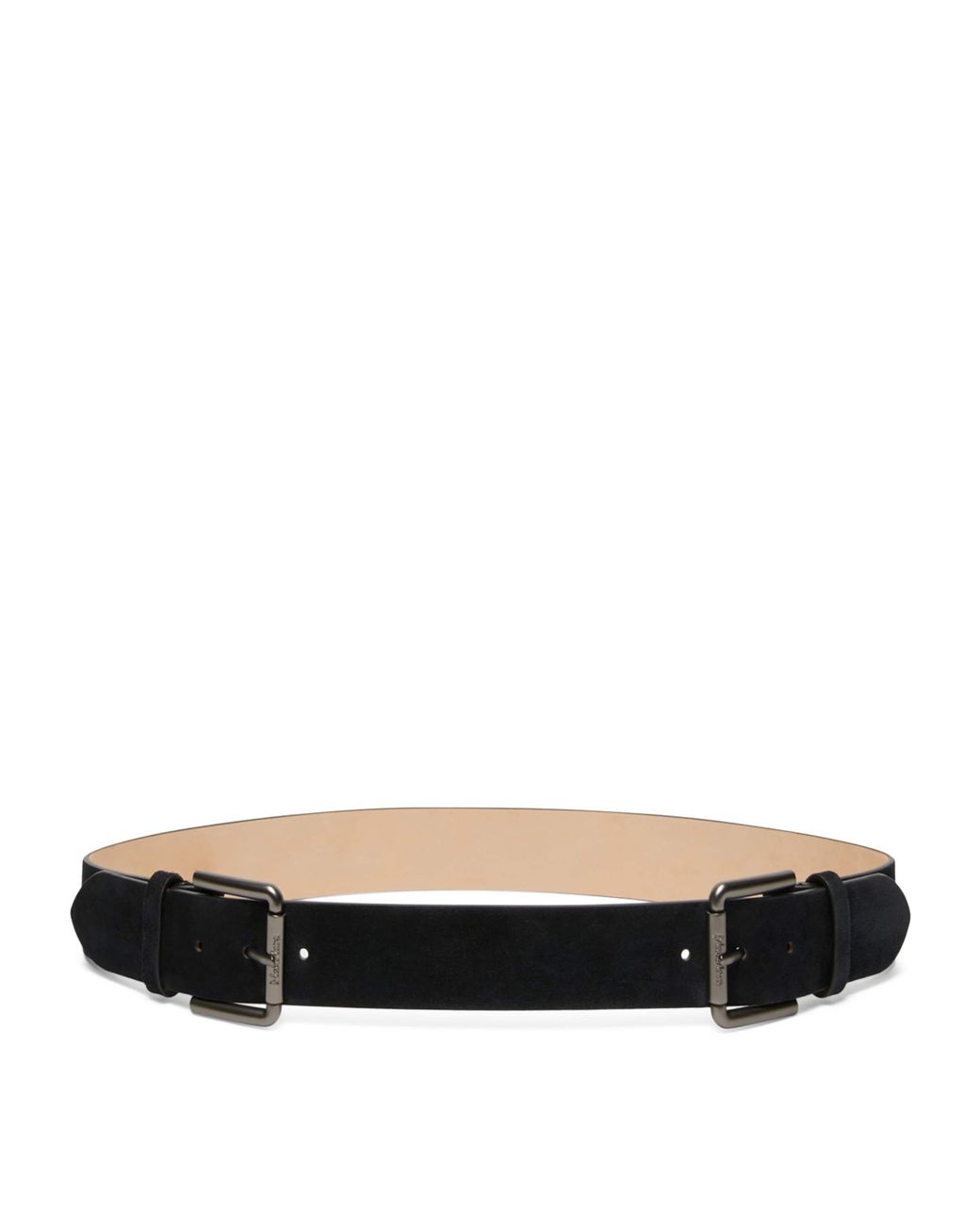 Max Mara Black Suede Double-Buckle Belt