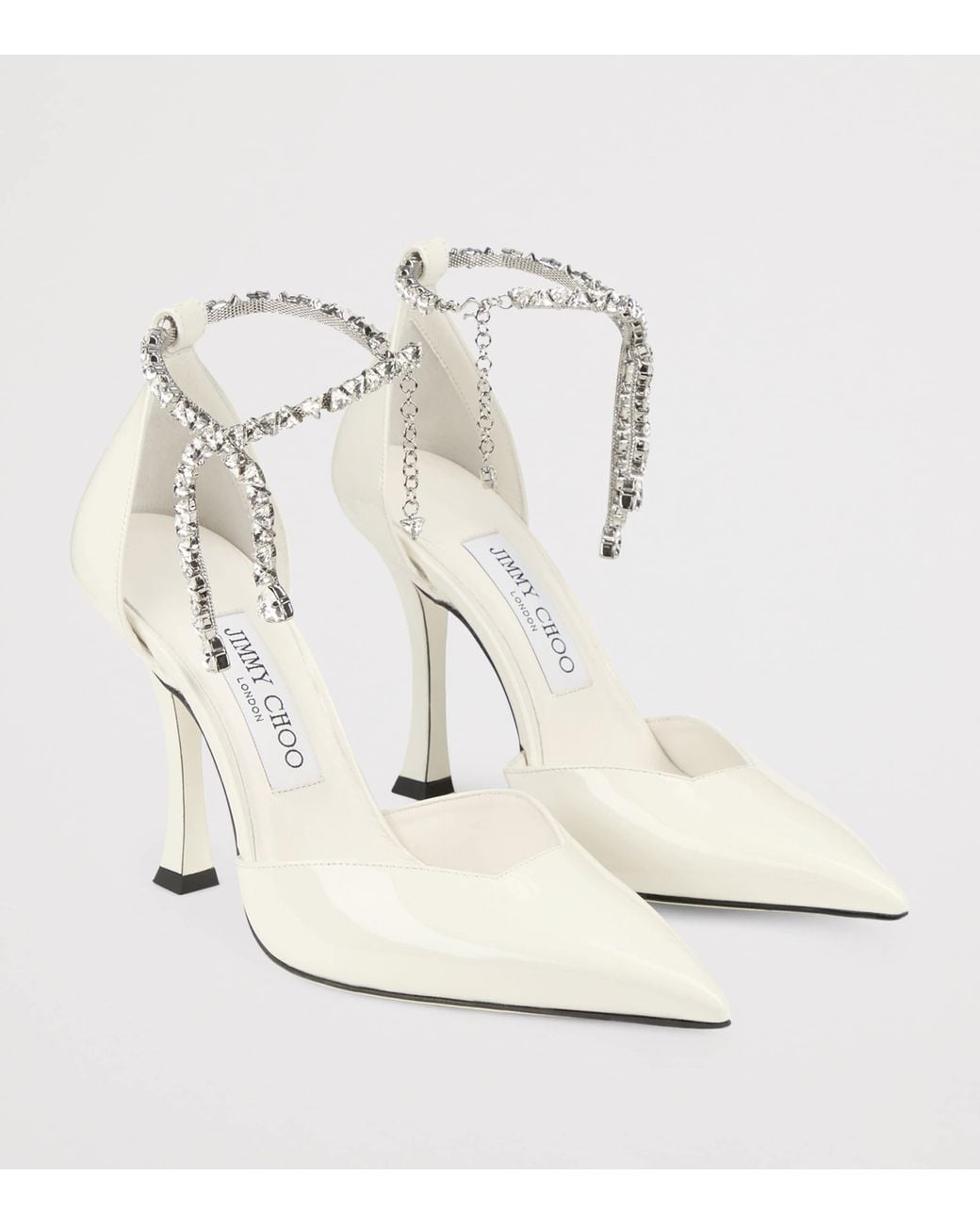Jimmy Choo White Stevie 100 Patent Leather Pumps