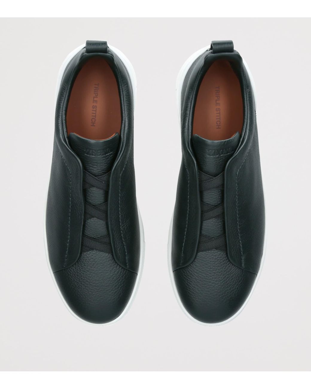Zegna Green Leather Triple Stitch Sneakers for men