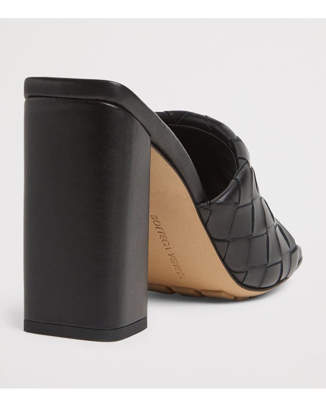 Bottega Veneta Black Lambskin Parco Heeled Mules 90