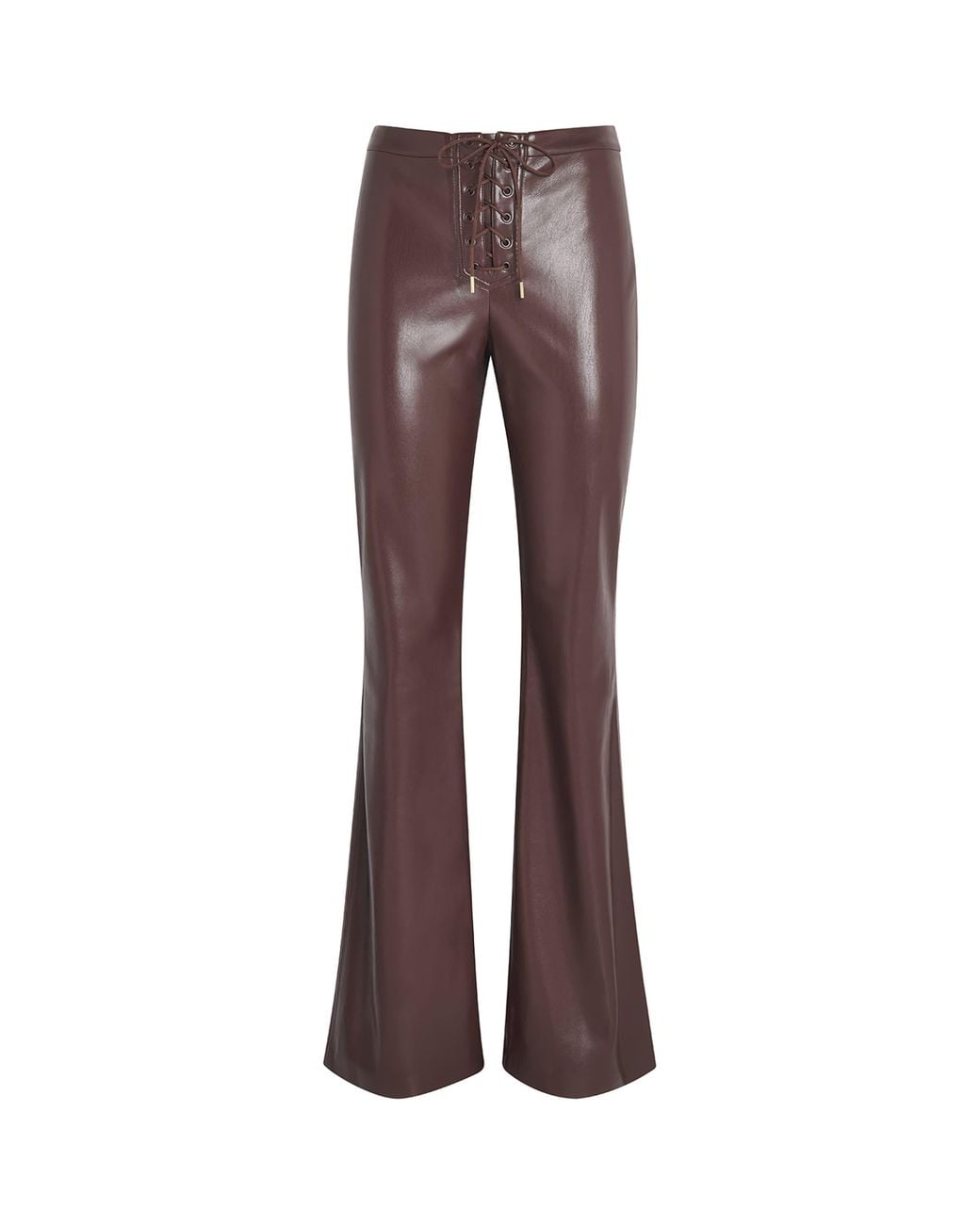 Alice + Olivia Brown Faux Leather Lace-Up Ravyn Trousers
