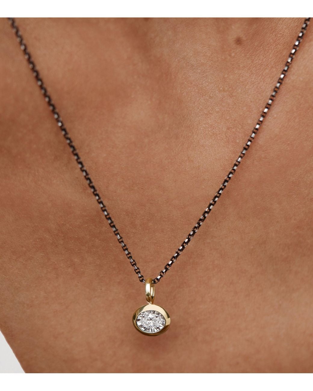 Monica Vinader Metallic Vermeil And Diamond Oval Pendant