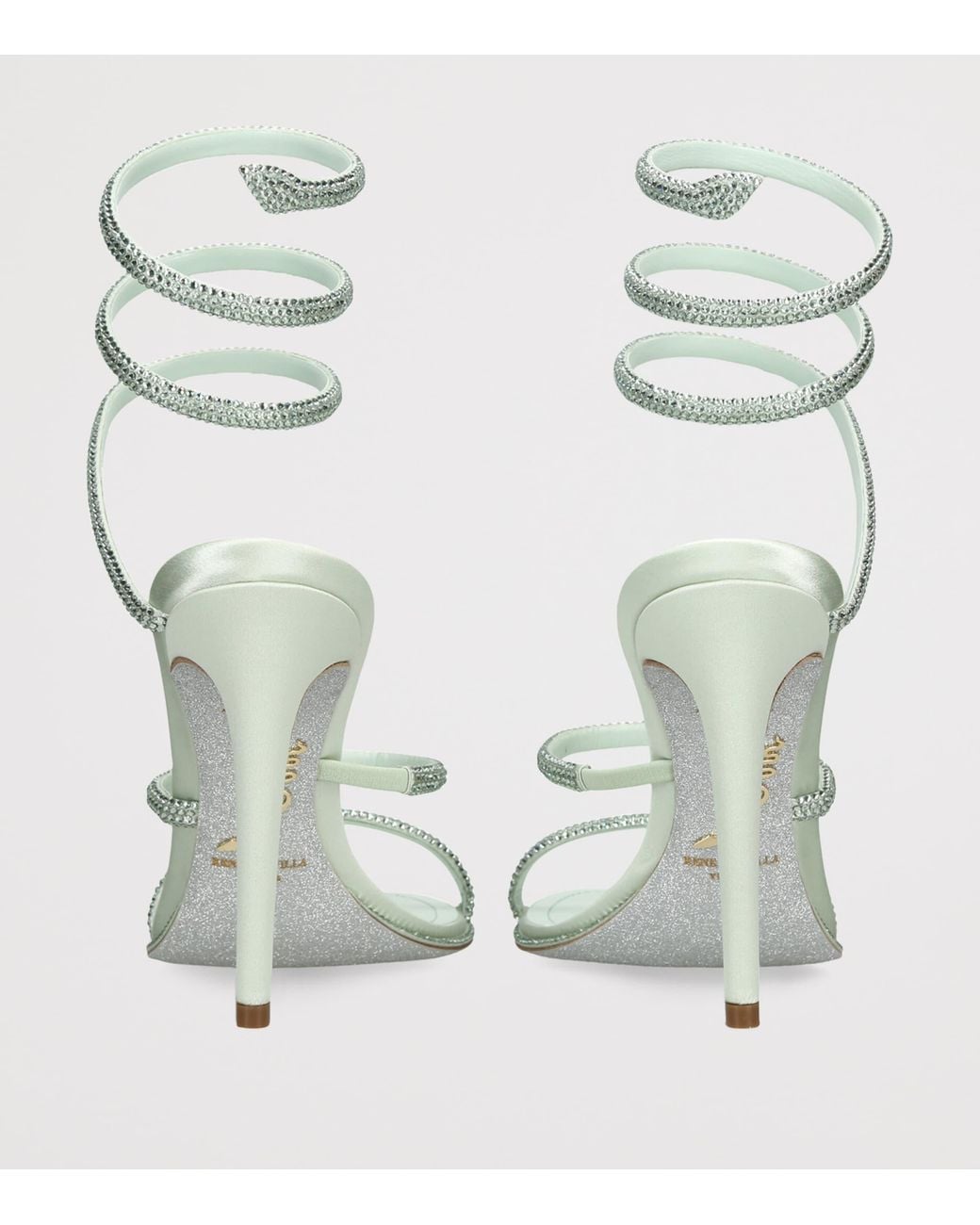 Rene Caovilla White Satin Crystal-Embellished Cleo Sandals 105
