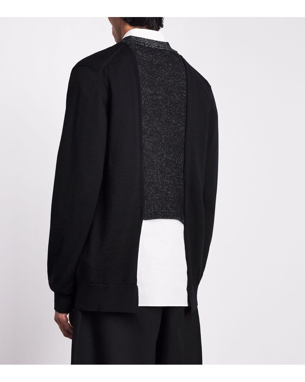 Comme des Garçons Black Wool Double-Layered Cardigan for men