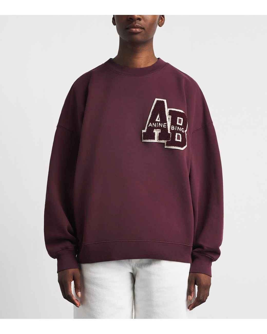 Anine Bing Purple Oversized Miles Letterman Sweatshirt