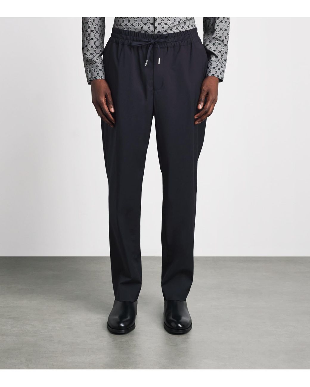 Sandro Blue Wool-Blend Drawstring Trousers for men