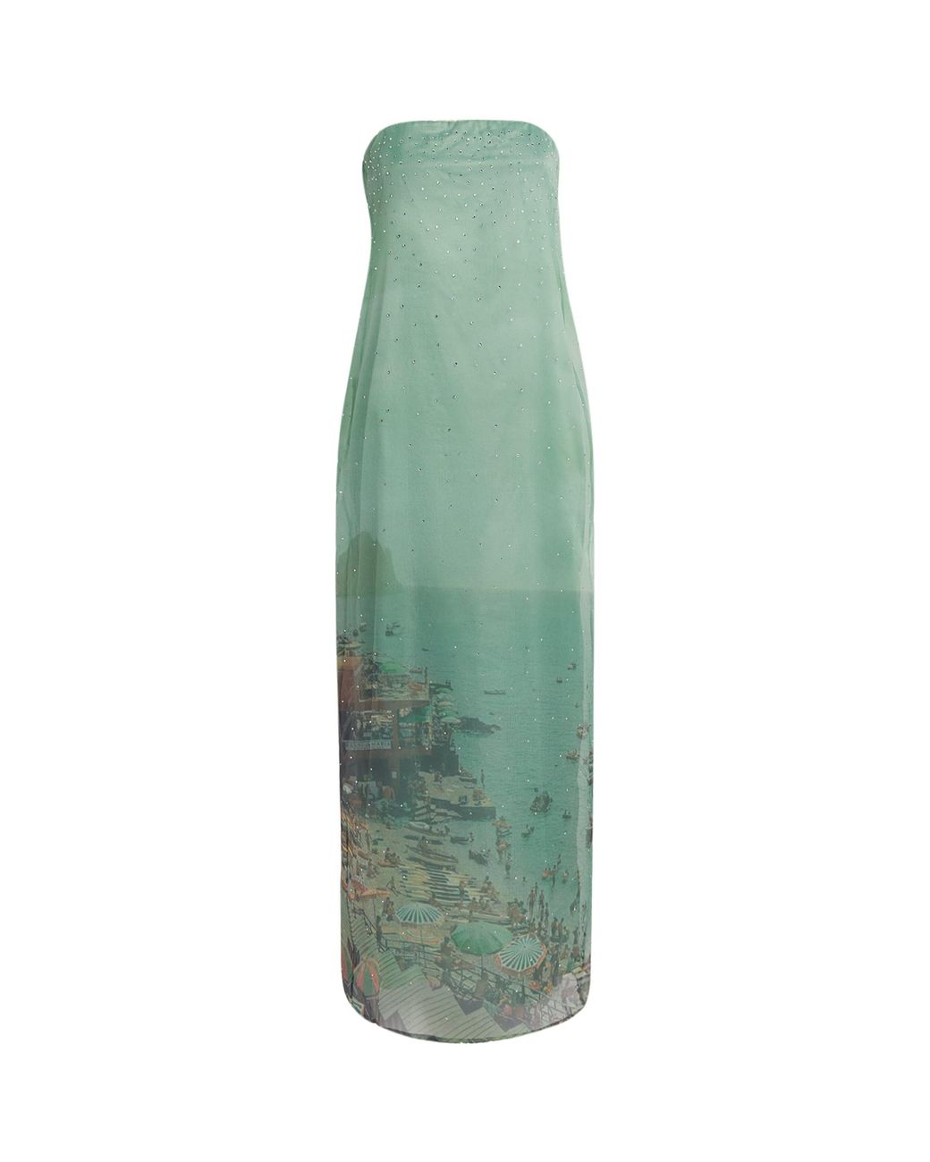 Staud Green Organza Embellished Amara Maxi Dress