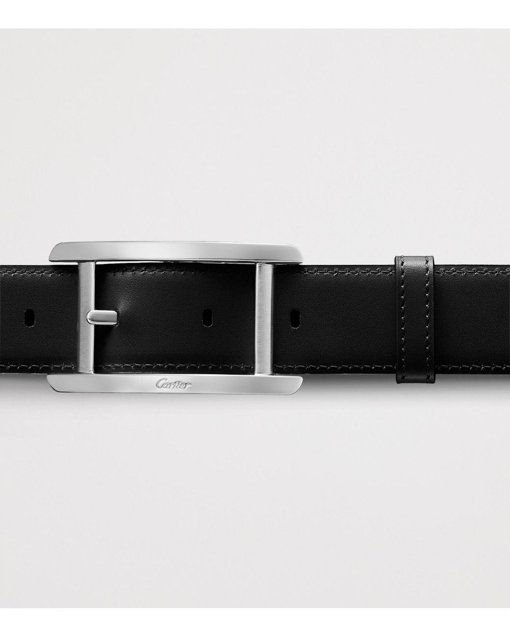 Cartier Black Leather Reversible Tank De Belt for men