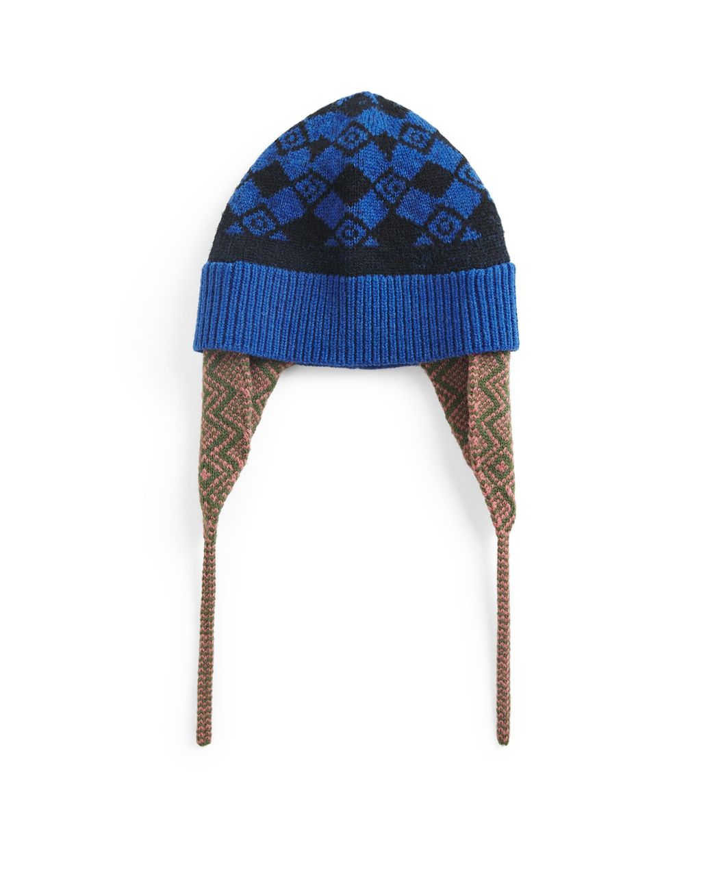 Dries Van Noten Blue Wool Jacquard Hat for men