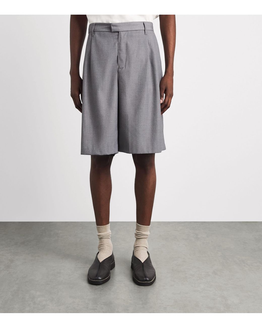 About Blank Gray Cotton Oversized Bermuda Shorts for men
