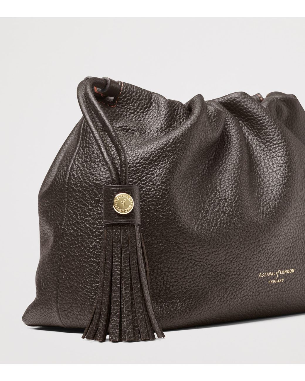 Aspinal Brown Leather East West Hudson Cross-Body Bag