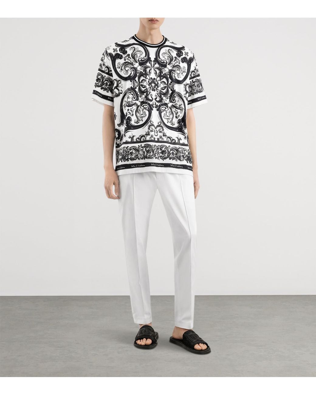 Dolce & Gabbana Black 'Maiolica' Print T-Shirt for men